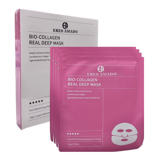 Eres Amado 4 pcs Bio-Collagen Real Deep Mask for Pore Minimizing, Elasticity and Firming