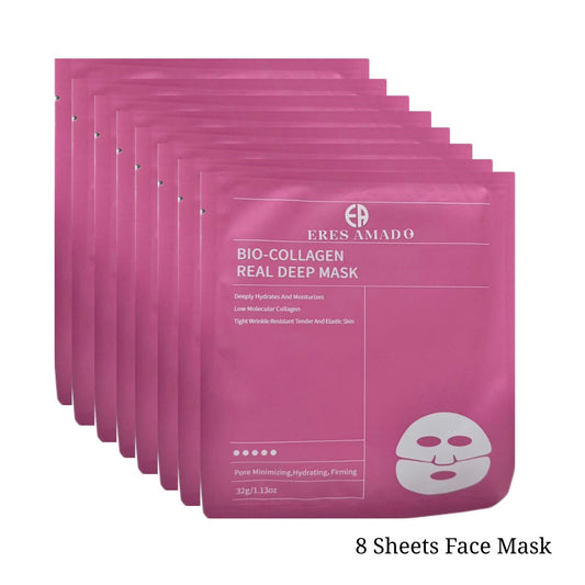 Eres Amado 8 pcs Bio-Collagen Real Deep Mask for Pore Minimizing, Elasticity and Firming